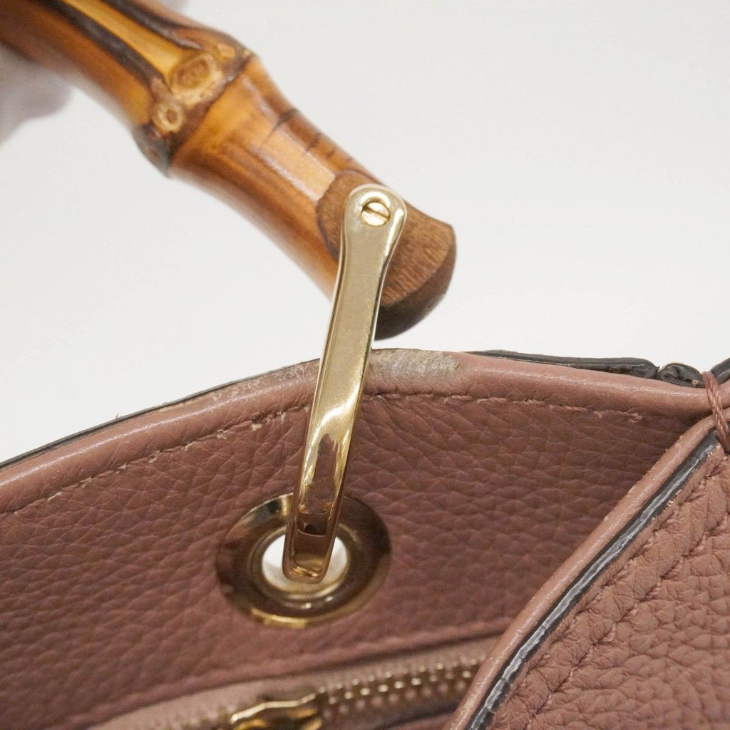 Gucci Handbag Bamboo Leather Pink Champagne Gold — view 8