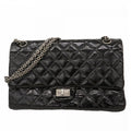 Chanel Shoulder Bag 2.55 Patent Leather Black Silver