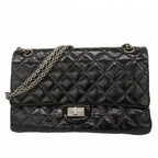 Chanel Shoulder Bag 2.55 Patent Leather Black Silver