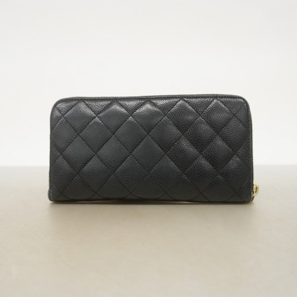 Chanel Wallet Quilted Caviar Leather Black Gold — view 8