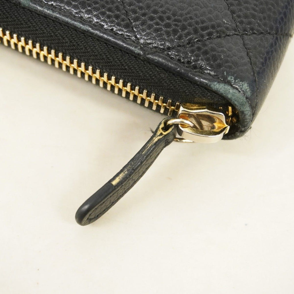 Chanel Wallet Quilted Caviar Leather Black Gold — view 6