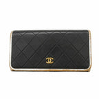 Chanel Wallet Quilted Lambskin Black Gold