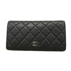 Chanel Wallet Quilted Lambskin Black Silver