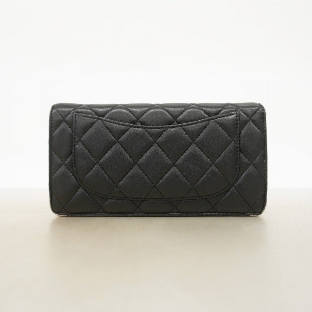 Chanel Wallet Quilted Lambskin Black Silver — view 9