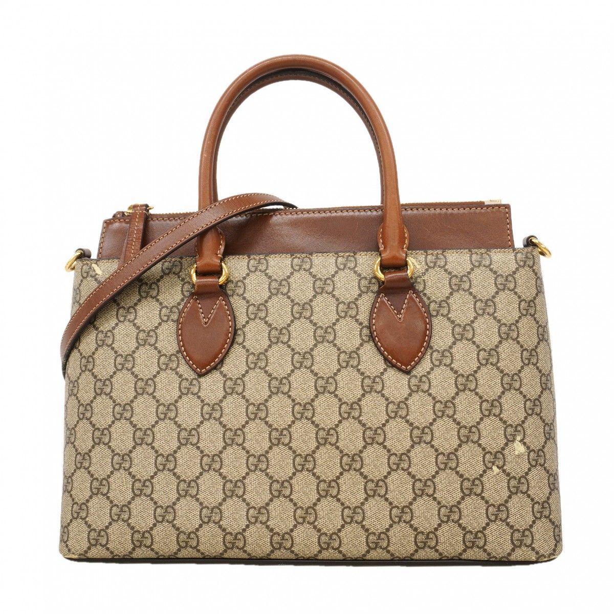 Gucci Handbag GG Supreme Brown Gold 2-Way