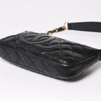 Chanel Chain Shoulder Bag Quilted Caviar Leather CC Logo Black Pouch — view 6