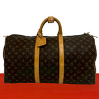 Louis Vuitton Vintage Keepall 50 Monogram Leather Boston Bag Brown