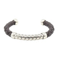 Bottega Veneta Bangle Intrecciato Leather 17 cm 925 Sterling Silver Bracelet