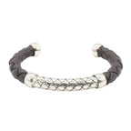 Bottega Veneta Bangle Intrecciato Leather 17 cm 925 Sterling Silver Bracelet