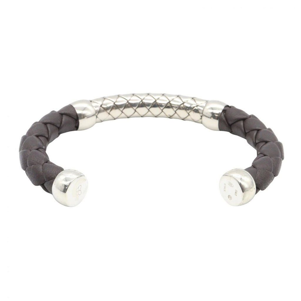 Bottega Veneta Bangle Intrecciato Leather 17 cm 925 Sterling Silver Bracelet — view 2