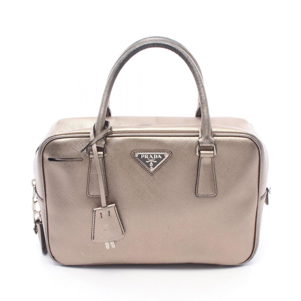 Prada Handbag Galleria Gold Leather Triangle Logo Hand