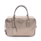 Prada Handbag Galleria Gold Leather Triangle Logo Hand