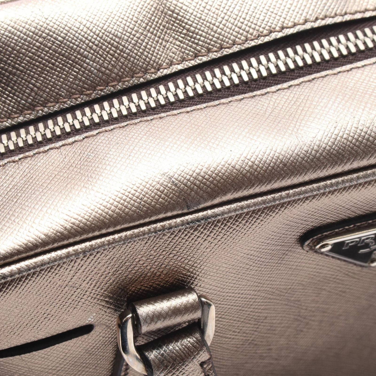 Prada Handbag Galleria Gold Leather Triangle Logo Hand — view 5