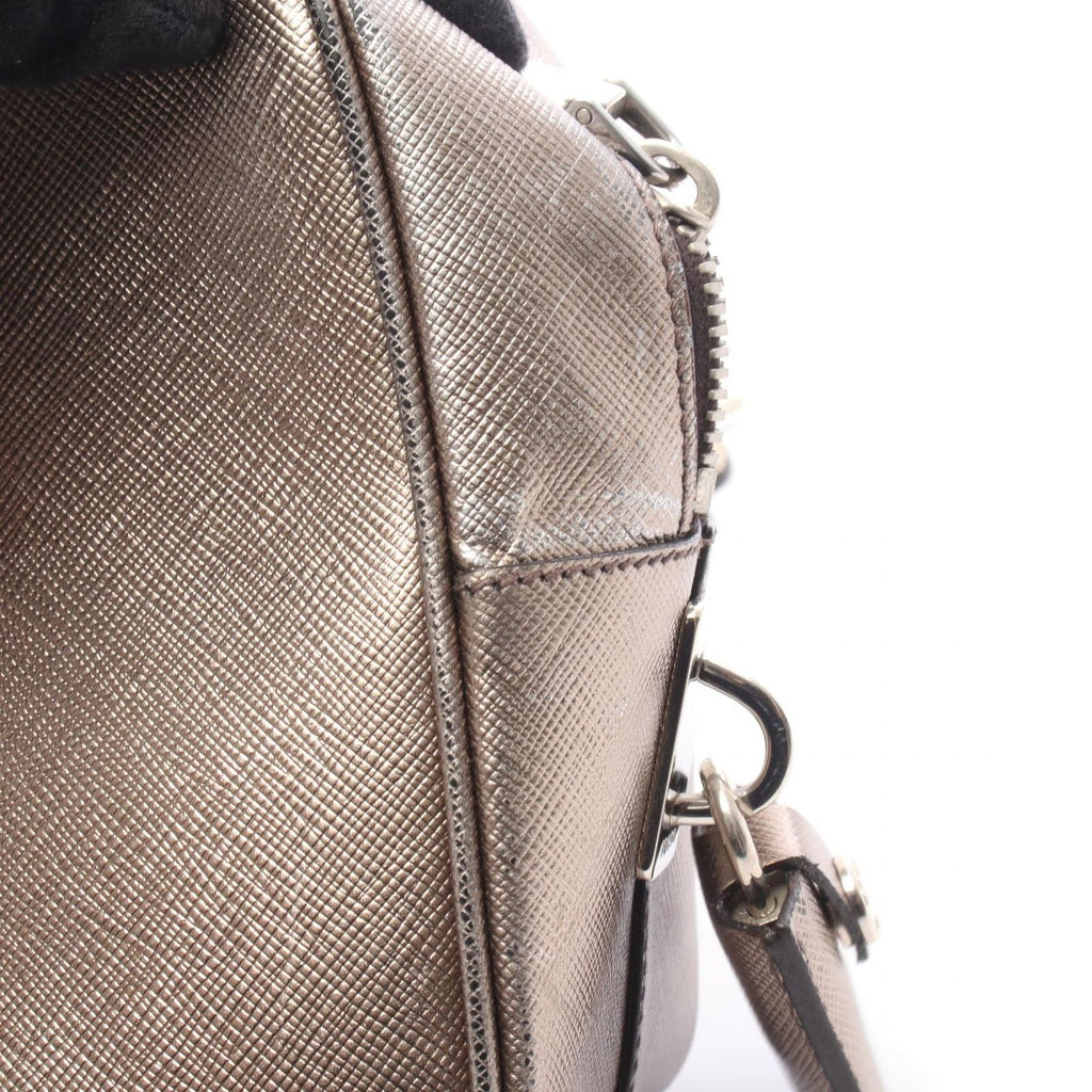 Prada Handbag Galleria Gold Leather Triangle Logo Hand — view 9
