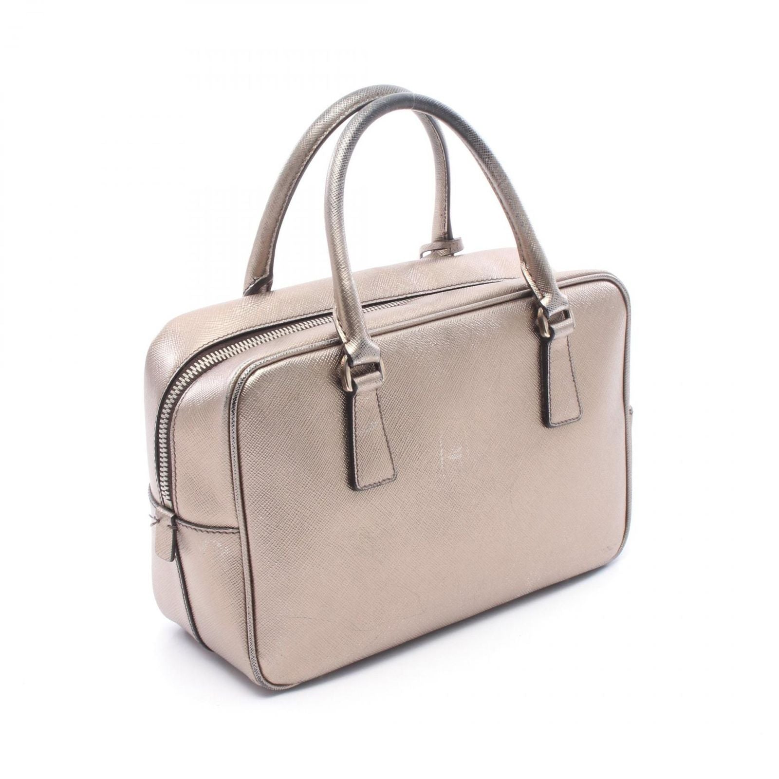 Prada Handbag Galleria Gold Leather Triangle Logo Hand — view 2