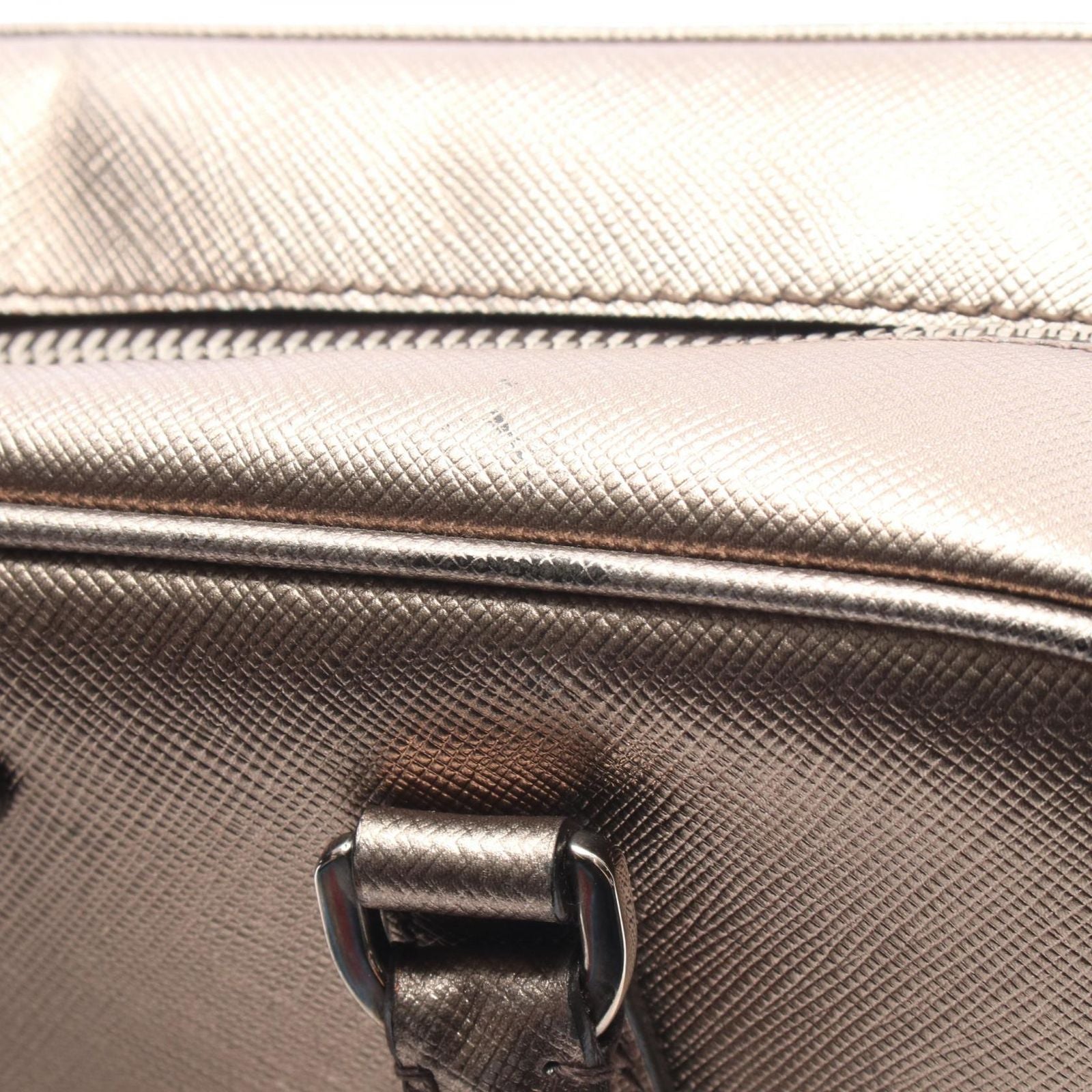 Prada Handbag Galleria Gold Leather Triangle Logo Hand — view 6