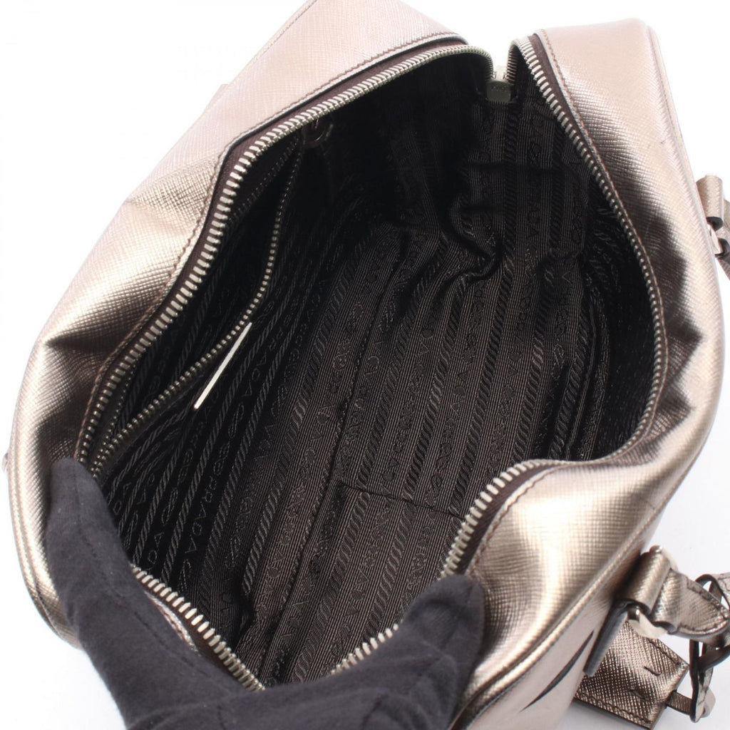 Prada Handbag Galleria Gold Leather Triangle Logo Hand — view 3