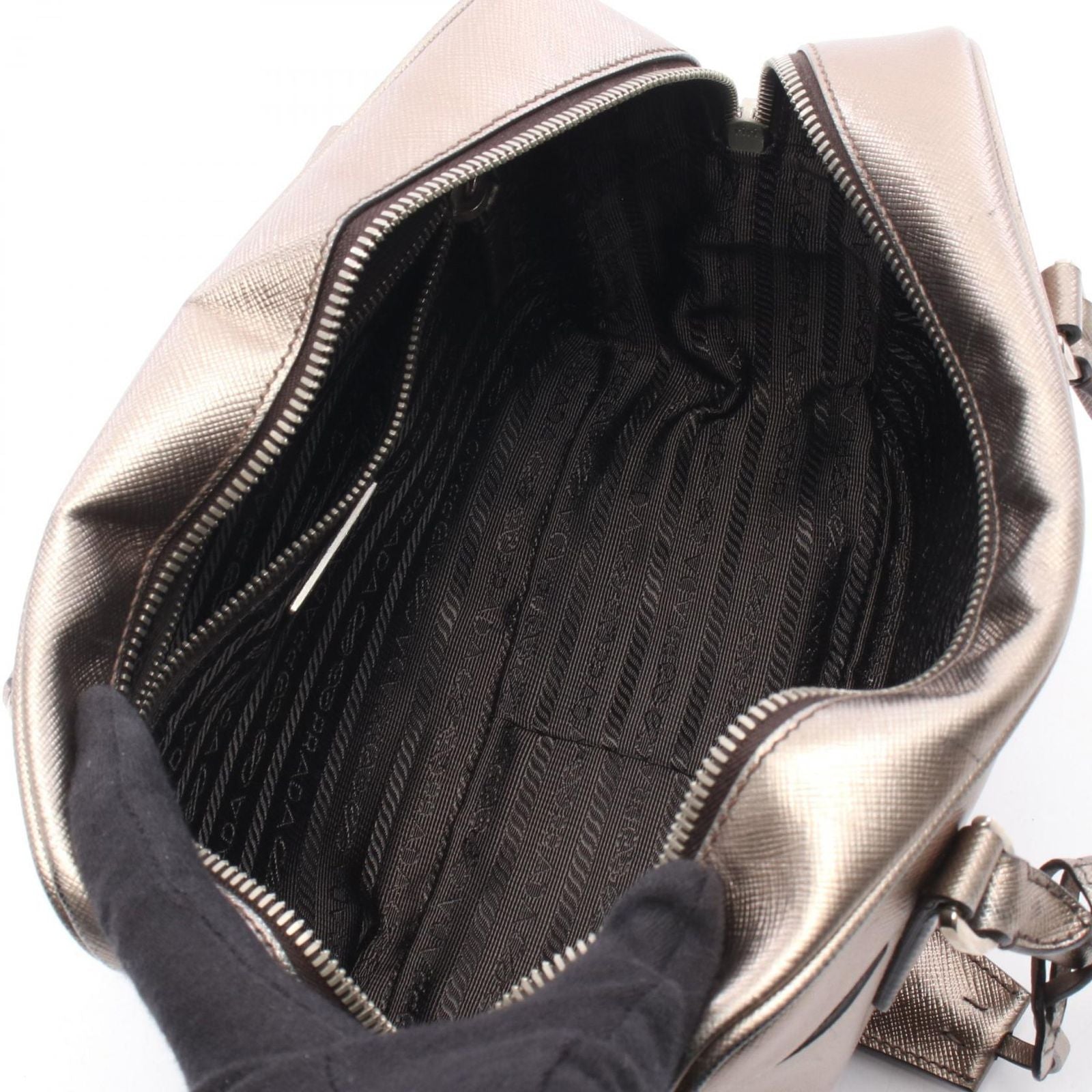 Prada Handbag Galleria Gold Leather Triangle Logo Hand — view 3