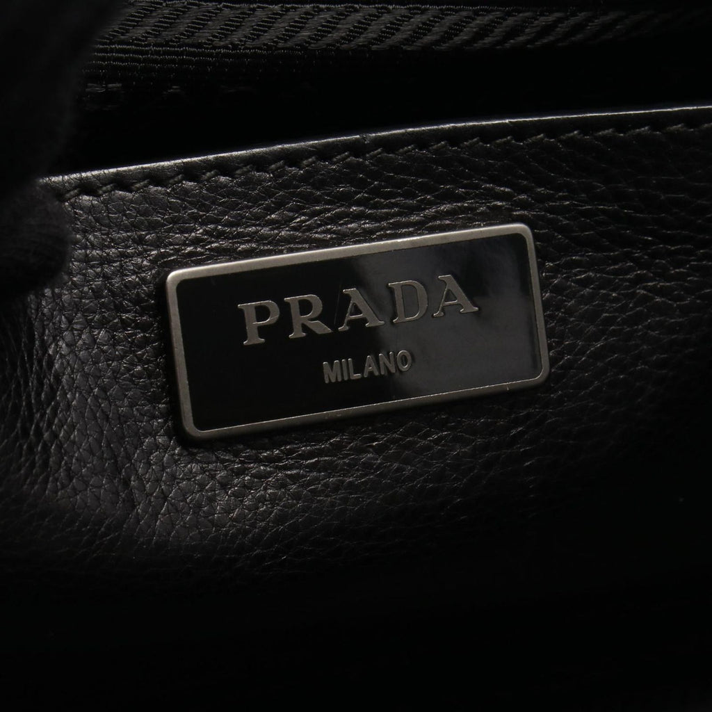 Prada Handbag Glace'calf 2-Way Black Leather Triangle Logo Shoulder — view 4