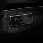 Prada Handbag Glace'calf 2-Way Black Leather Triangle Logo Shoulder — view 4