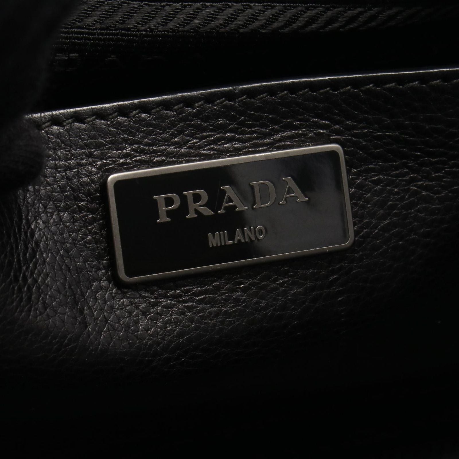 Prada Handbag Glace'calf 2-Way Black Leather Triangle Logo Shoulder — view 4