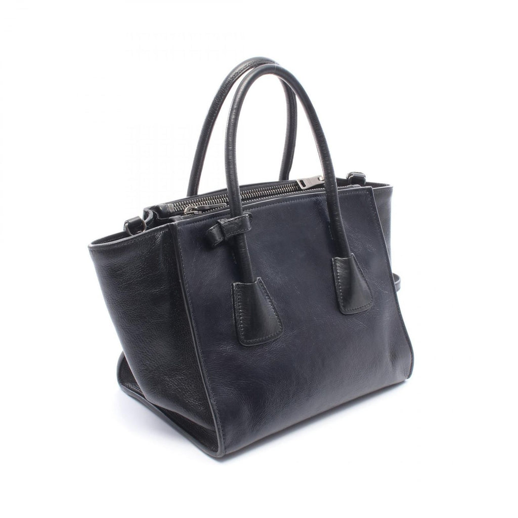 Prada Handbag Glace'calf 2-Way Black Leather Triangle Logo Shoulder — view 2
