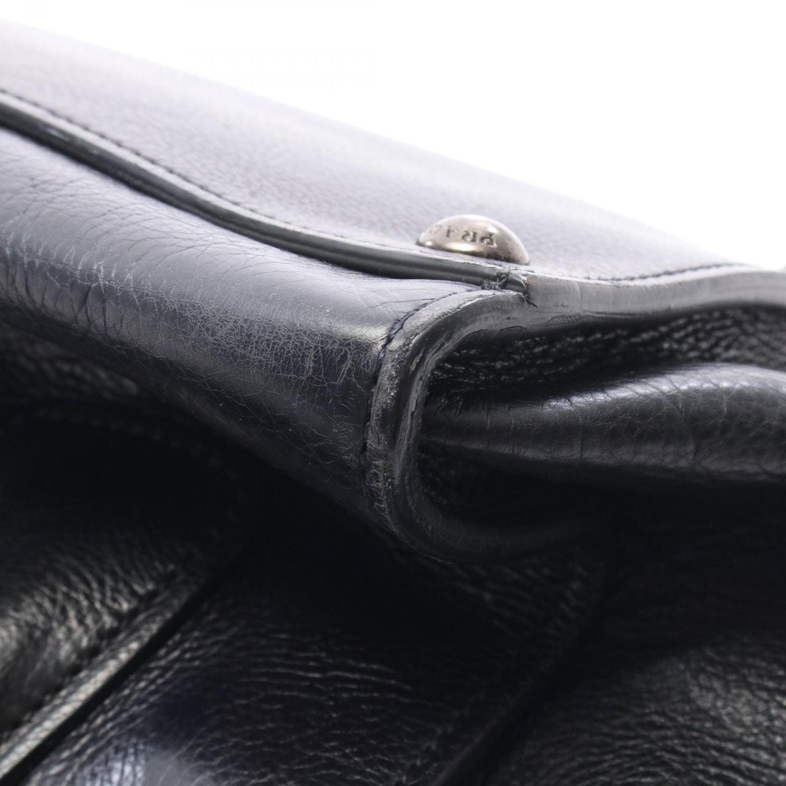 Prada Handbag Glace'calf 2-Way Black Leather Triangle Logo Shoulder — view 8