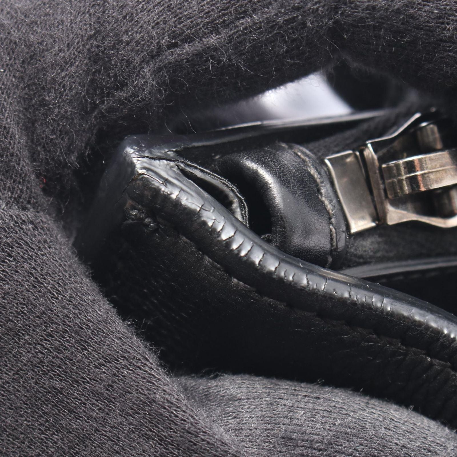Prada Handbag Glace'calf 2-Way Black Leather Triangle Logo Shoulder — view 6