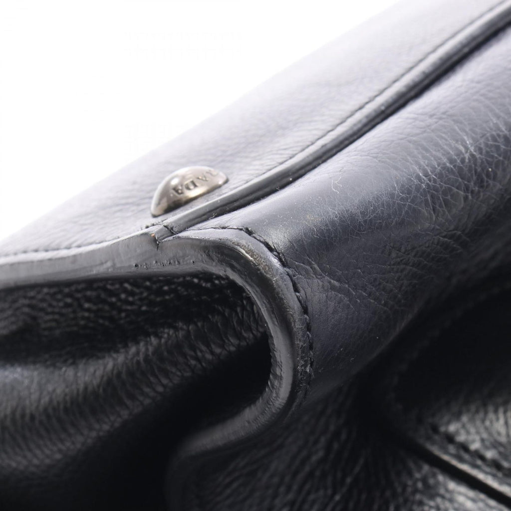 Prada Handbag Glace'calf 2-Way Black Leather Triangle Logo Shoulder — view 9