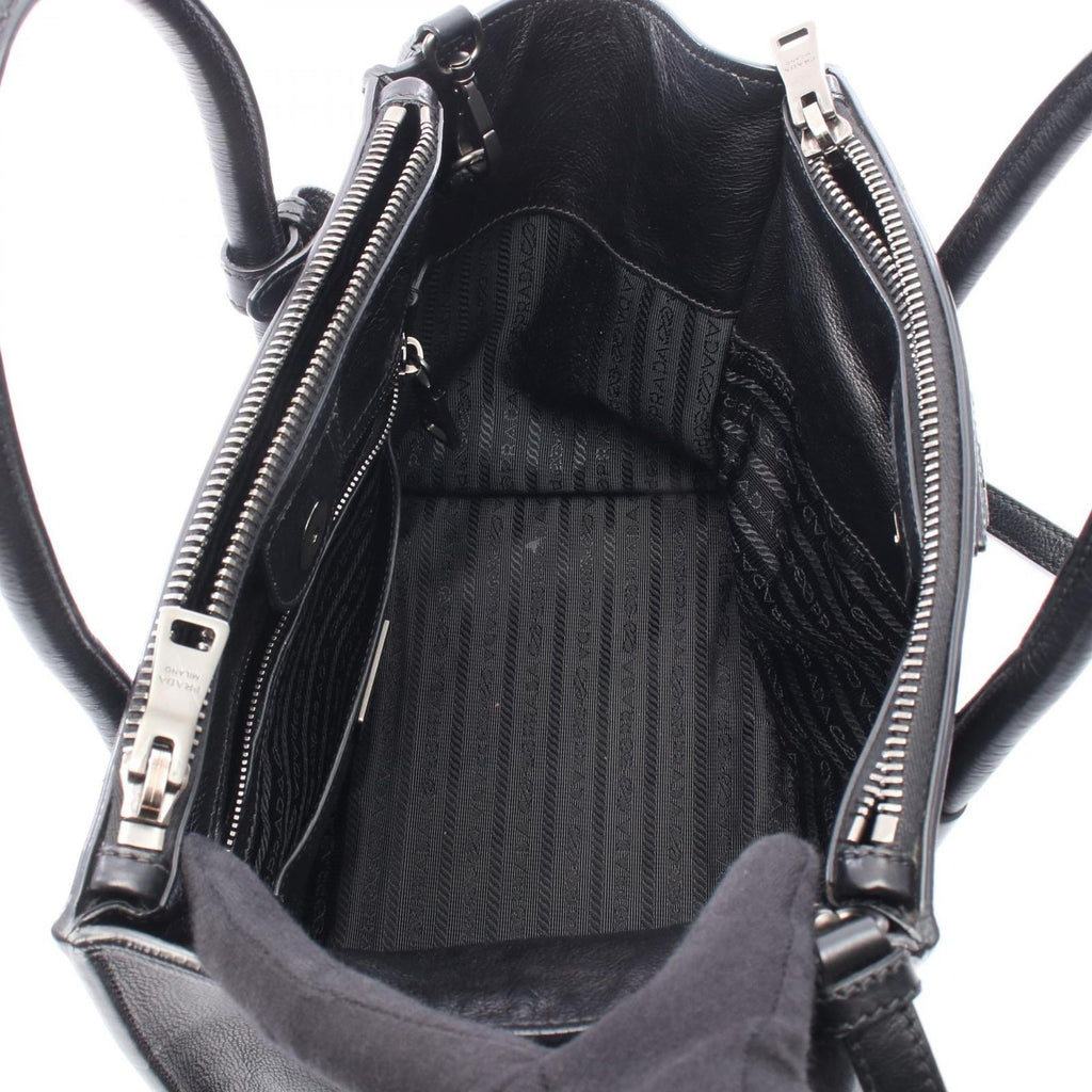 Prada Handbag Glace'calf 2-Way Black Leather Triangle Logo Shoulder — view 3