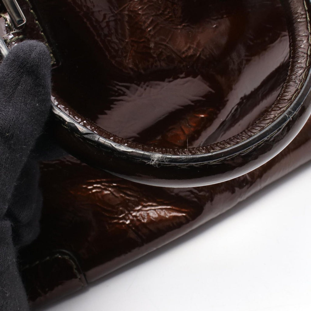 Loewe Handbag Amazona 28 311.06.001 Dark Brown Patent Leather — view 7