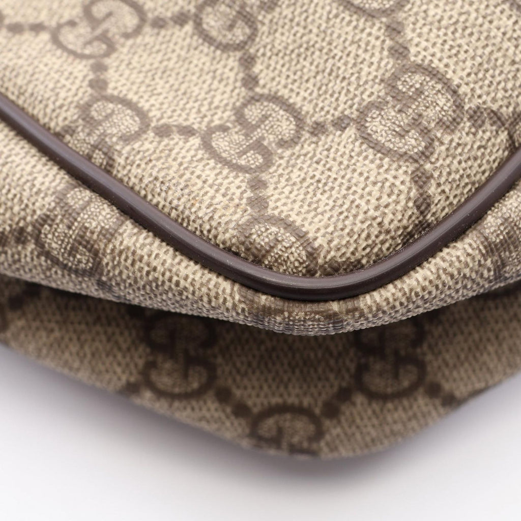 Gucci Shoulder Bag GG Supreme Beige Dark Brown Canvas Leather — view 7