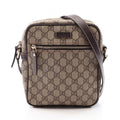 Gucci Shoulder Bag GG Supreme Beige Dark Brown Canvas Leather