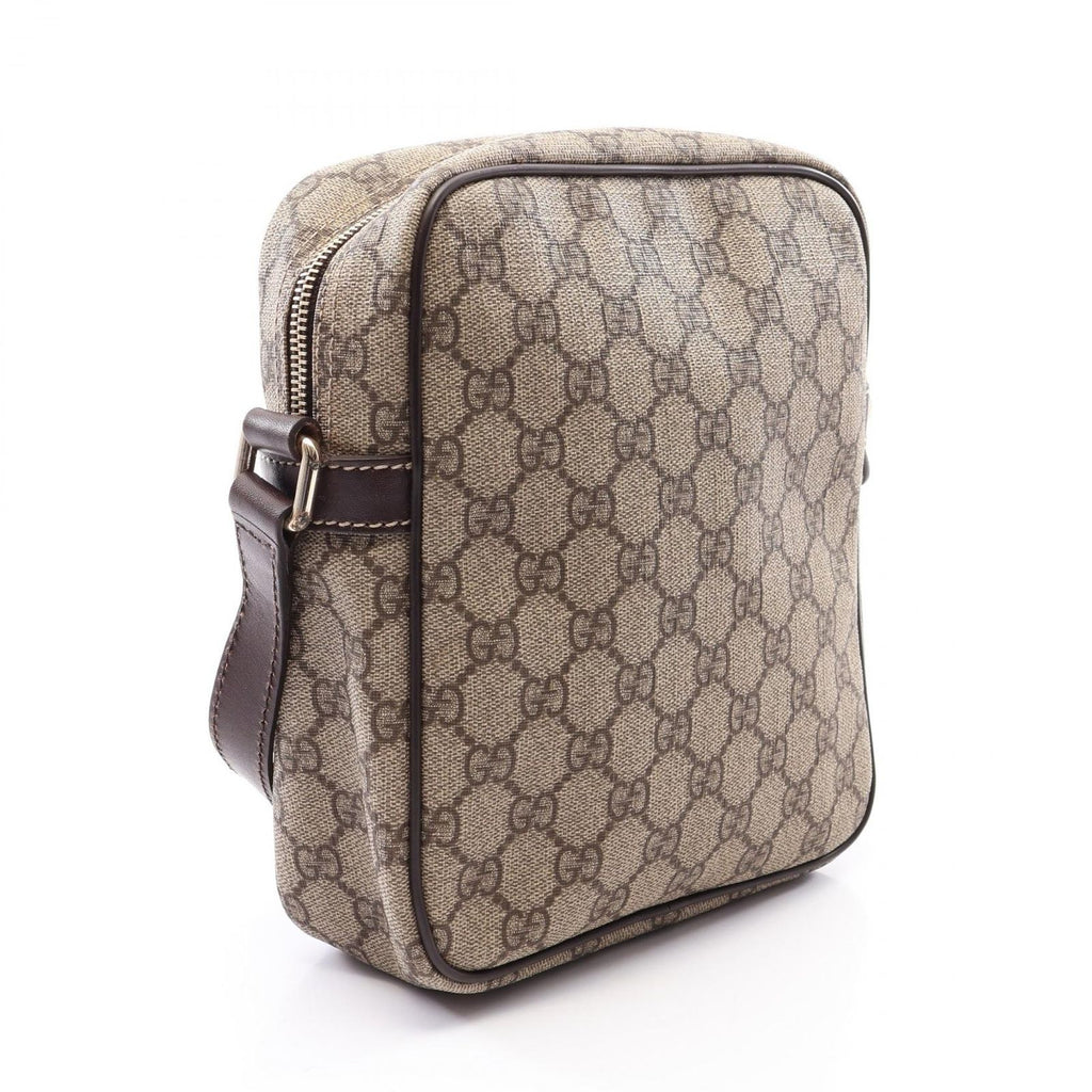 Gucci Shoulder Bag GG Supreme Beige Dark Brown Canvas Leather — view 2