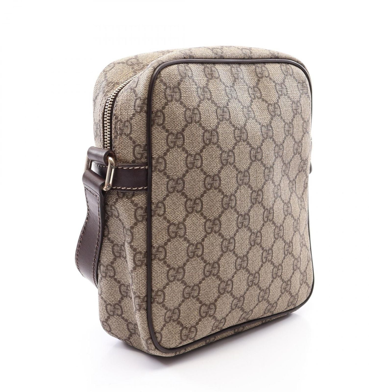 Gucci Shoulder Bag GG Supreme Beige Dark Brown Canvas Leather — view 2