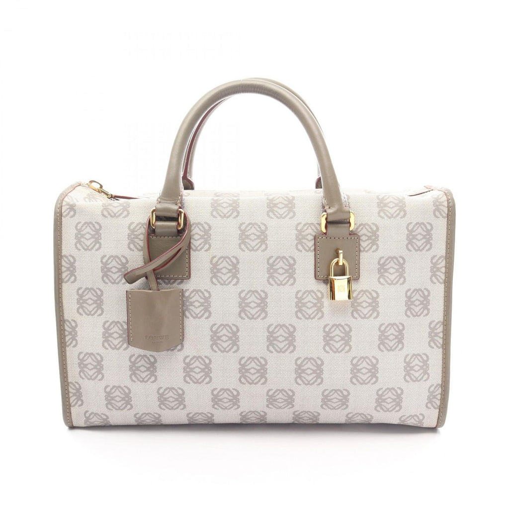 Loewe Tote Anagram Gray Canvas Leather Boston