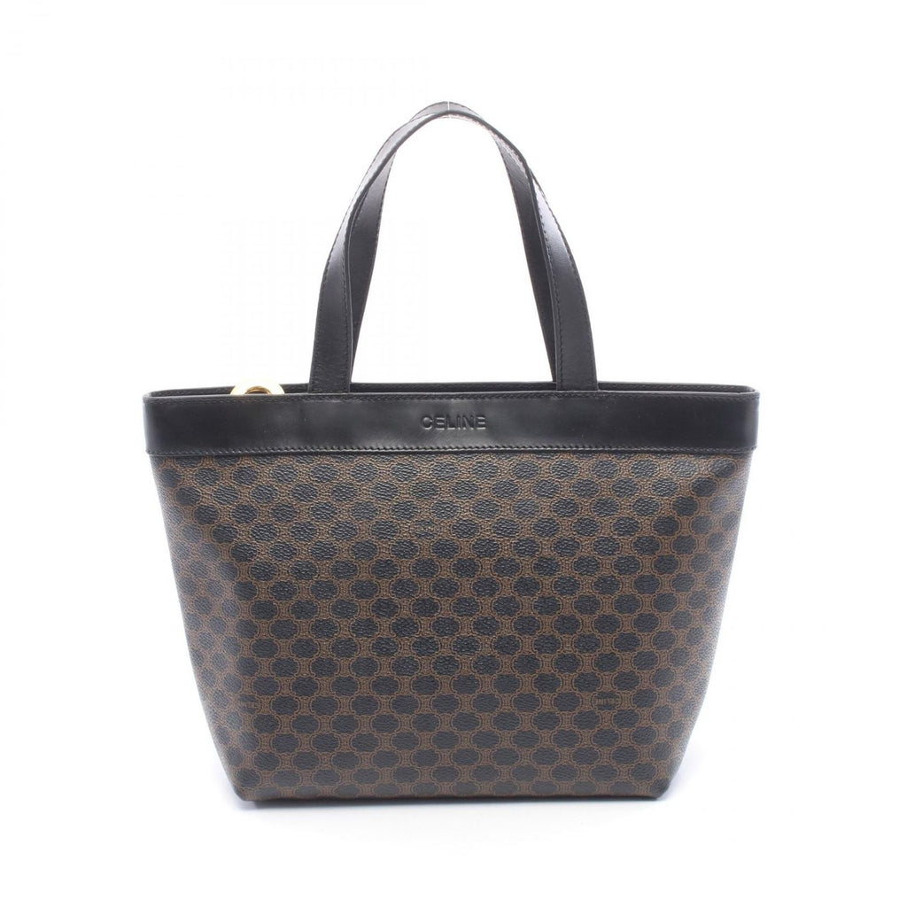 Celine Tote Macadam Black Brown Canvas Leather
