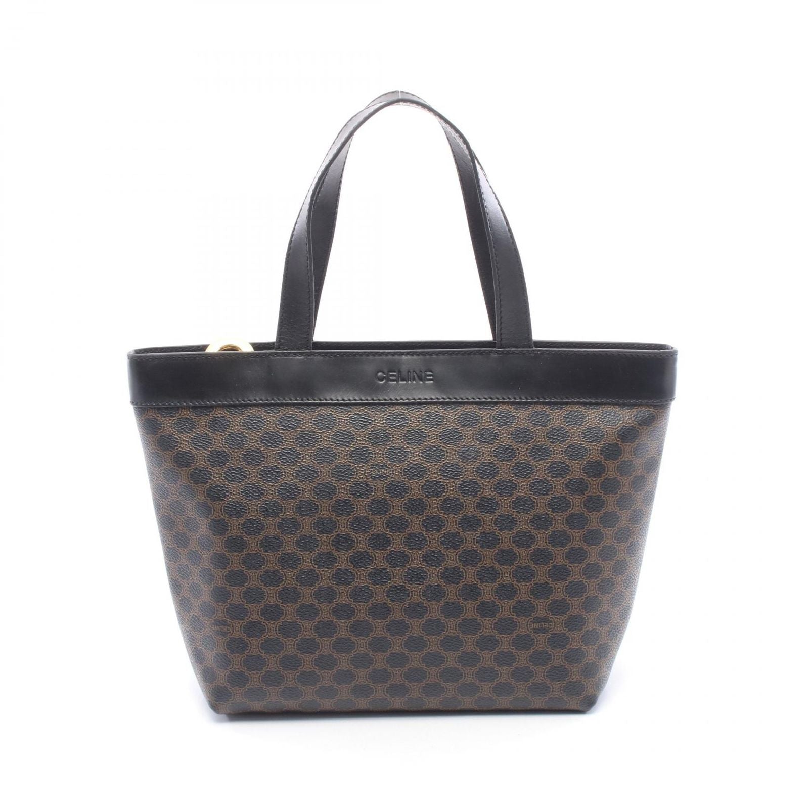 Celine Tote Macadam Black Brown Canvas Leather