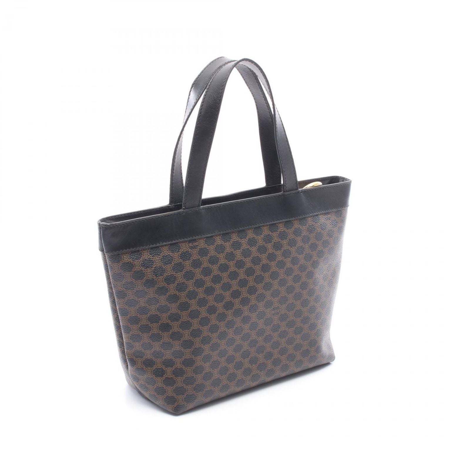 Celine Tote Macadam Black Brown Canvas Leather — view 2