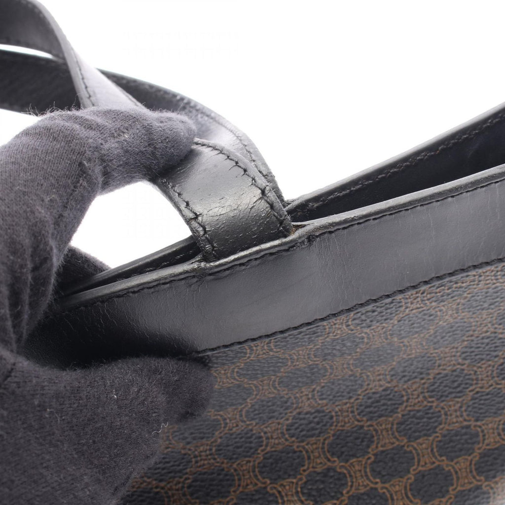 Celine Tote Macadam Black Brown Canvas Leather — view 8
