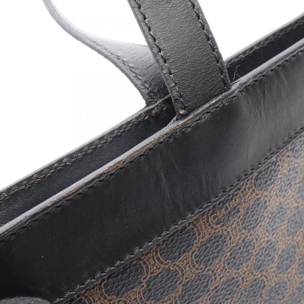 Celine Tote Macadam Black Brown Canvas Leather — view 9