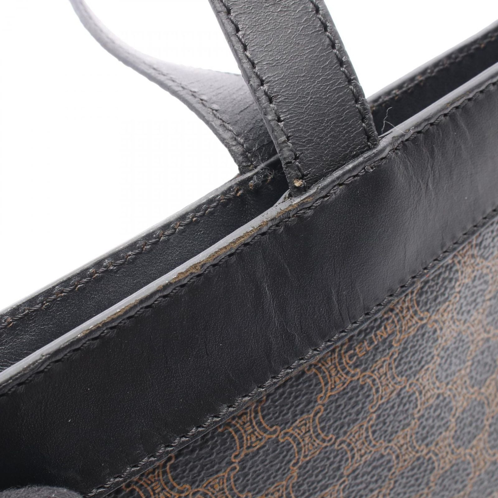 Celine Tote Macadam Black Brown Canvas Leather — view 9