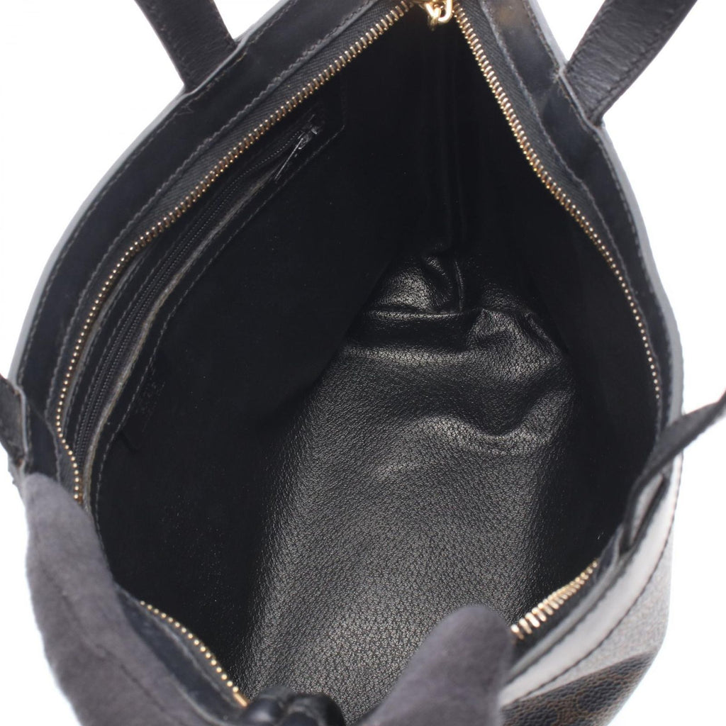Celine Tote Macadam Black Brown Canvas Leather — view 3