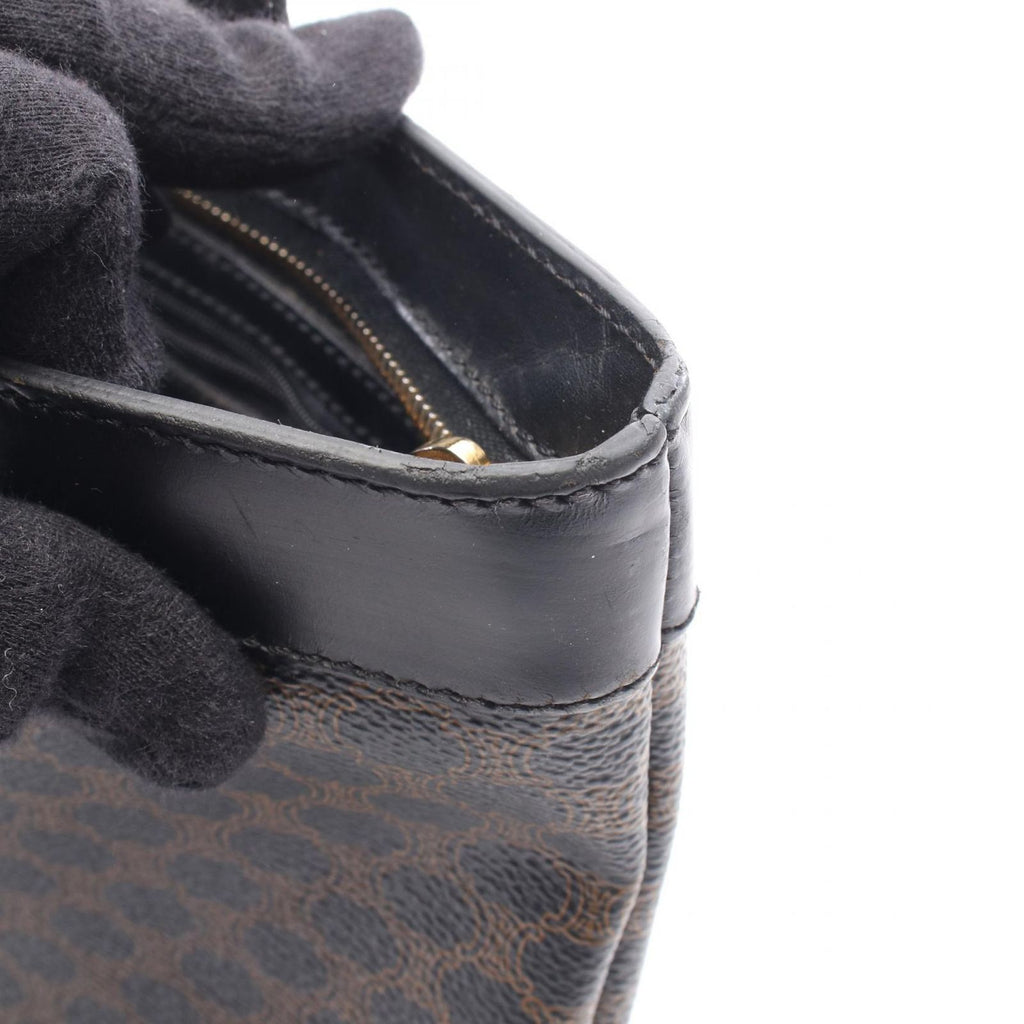 Celine Tote Macadam Black Brown Canvas Leather — view 6