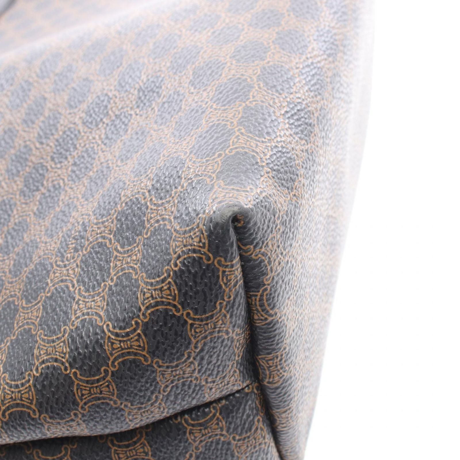 Celine Tote Macadam Black Brown Canvas Leather — view 7
