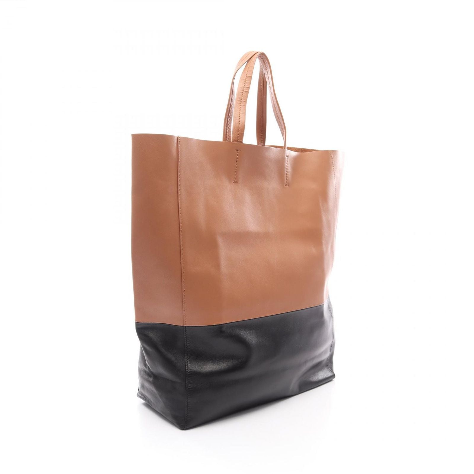 Celine Tote Horizontal Cabas Brown Black Leather — view 2