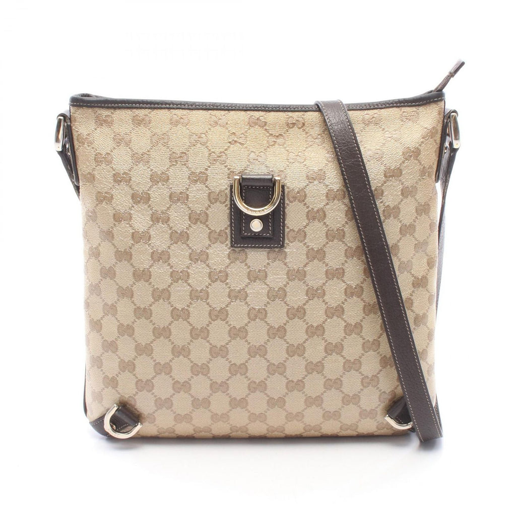 Gucci Shoulder Bag Abbey GG Crystal Beige Canvas Leather