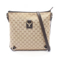 Gucci Shoulder Bag Abbey GG Crystal Beige Canvas Leather