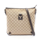 Gucci Shoulder Bag Abbey GG Crystal Beige Canvas Leather