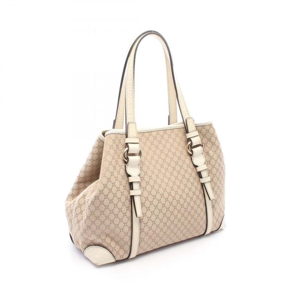 Celine Tote Macadam Beige Ivory Canvas Leather — view 2